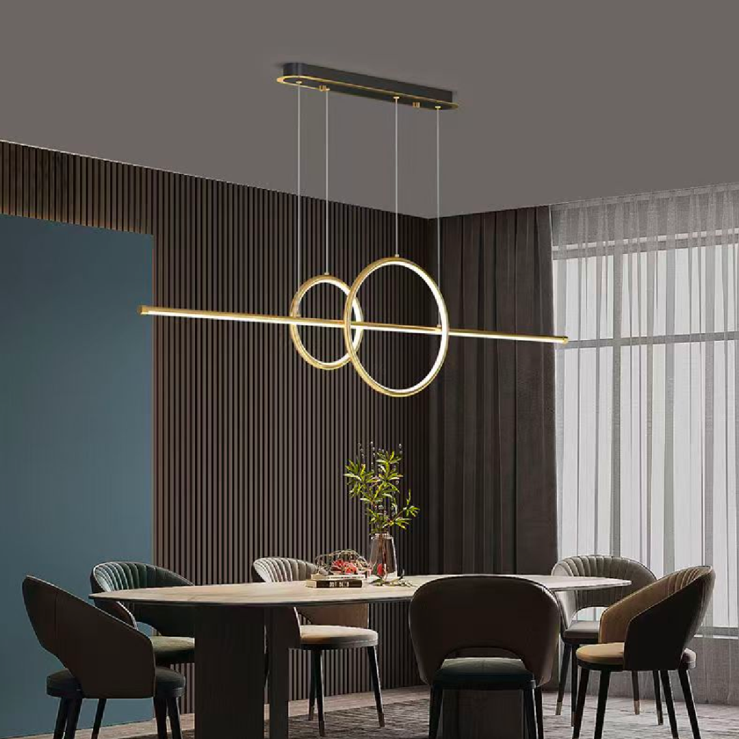 Lampadario LED a sospensione con telecomando CASSANDRA 40W, Lineare, Luce Fredda/Calda/Neutra, Dimmerabile, Dorato, Lampadari LED con Telecomando Titolo predefinito Alessandro Design