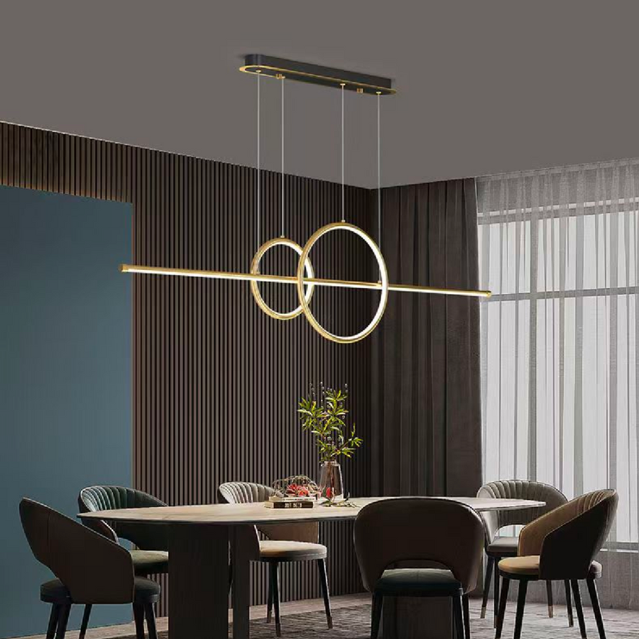 Lampadario LED a sospensione con telecomando CASSANDRA 40W, Lineare, Luce Fredda/Calda/Neutra, Dimmerabile, Dorato, Lampadari LED con Telecomando Titolo predefinito Alessandro Design
