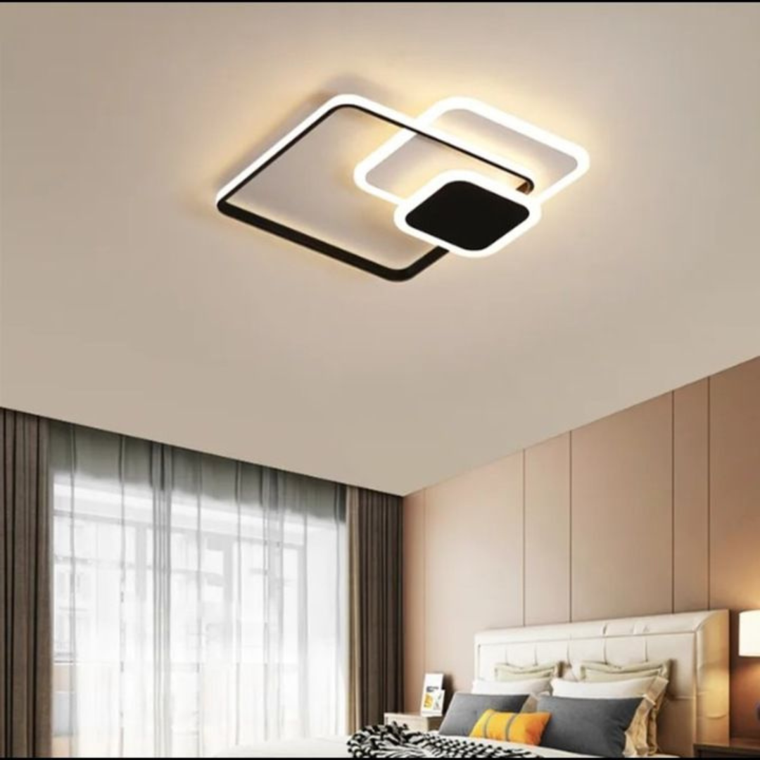 Lampadario a LED con telecomando ANEMONA 71W, 3 Quadrati, Luce Fredda/Calda/Neutra, Dimmerabile, Nero Lampadari a LED con telecomando Titolo predefinito Alessandro Design
