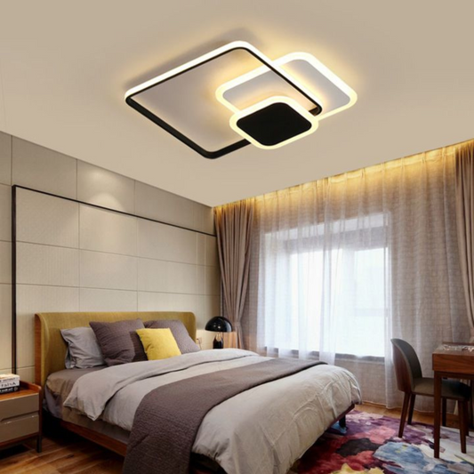 Lampadario a LED con telecomando ANEMONA 71W, 3 Quadrati, Luce Fredda/Calda/Neutra, Dimmerabile, Nero Lampadari a LED con telecomando Titolo predefinito Alessandro Design