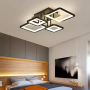 Lustra LED cu telecomanda MUGE 112W, 4 Patrate, lumina Rece/Calda/Neutra, Dimabila, Negru Lustre LED cu Telecomanda Default Title Alessandro Design