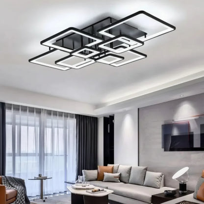 Lampadario LED con telecomando ELLA 186W, 8 Quadrati, Luce Fredda/Calda/Neutra, Dimmerabile, Nero Lampadari LED con Telecomando Titolo predefinito Alessandro Design