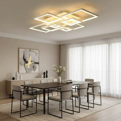 Lampadario a LED con telecomando ELLA 187W, 8 Quadrati, Luce Fredda/Calda/Neutra, Dimmerabile, Lampadario a LED Bianco con telecomando Titolo predefinito Alessandro Design
