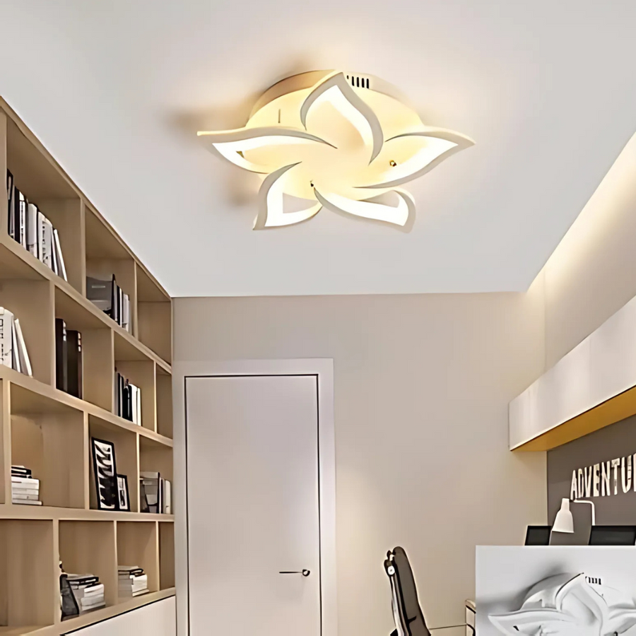 Lampadario a LED con telecomando LOTUS 54W, 5 Petali, Luce Fredda/Calda/Neutra, Dimmerabile, Lampadario a LED con telecomando Bianco Titolo predefinito Alessandro Design