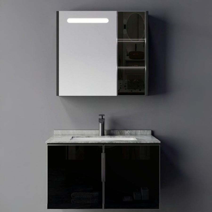 Set Mobili da Bagno RHODOS, 80 cm, 2 Pezzi, Mobili da Bagno in Bianco e Nero Titolo predefinito Alessandro Design