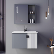 MYKONOS Set Mobili da Bagno, 80x40 cm, 2 Pezzi, Mobili da Bagno Grigi e Bianchi Titolo predefinito Alessandro Design