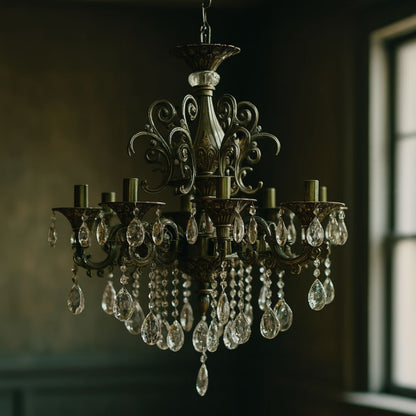 SANSSOUCI Lampadario in cristallo Magno, 8xE14, diametro 65 cm, lampadari classici in ottone antico Titolo predefinito Alessandro Design