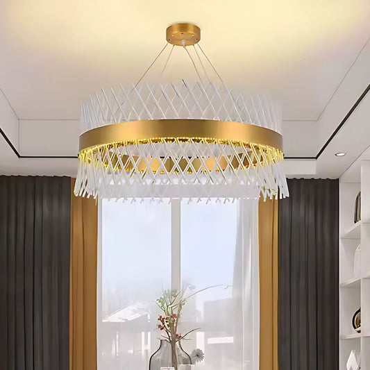 Lampadario in Cristallo ALHAMBRA Nobile, LED, 52W, Diametro 40cm, Luce Calda/Fredda/Neutra, Dimmerabile, Altezza Regolabile, Lustro LED Oro con Telecomando Titolo predefinito Alessandro Design