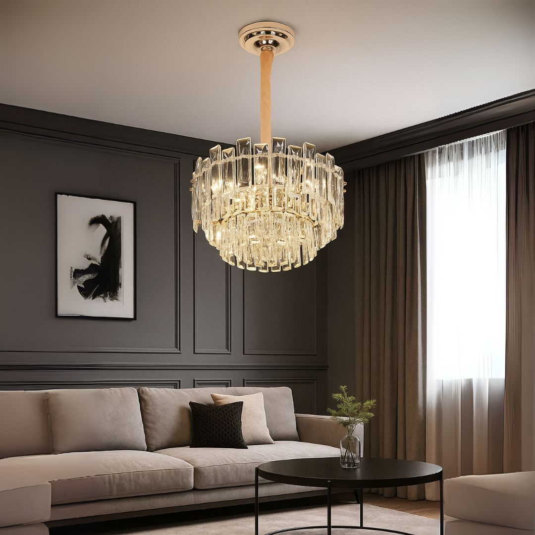 Lampadario di cristallo FONTAINEBLEAU Eleganza, 9x E14, diametro 45 cm, oro, altezza regolabile Lampadari di cristallo Titolo predefinito Alessandro Design