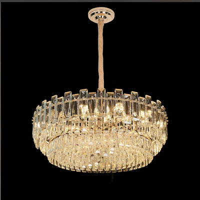 Lampadario di cristallo FONTAINEBLEAU Supremo, 15x E14, diametro 75 cm, oro, altezza regolabile