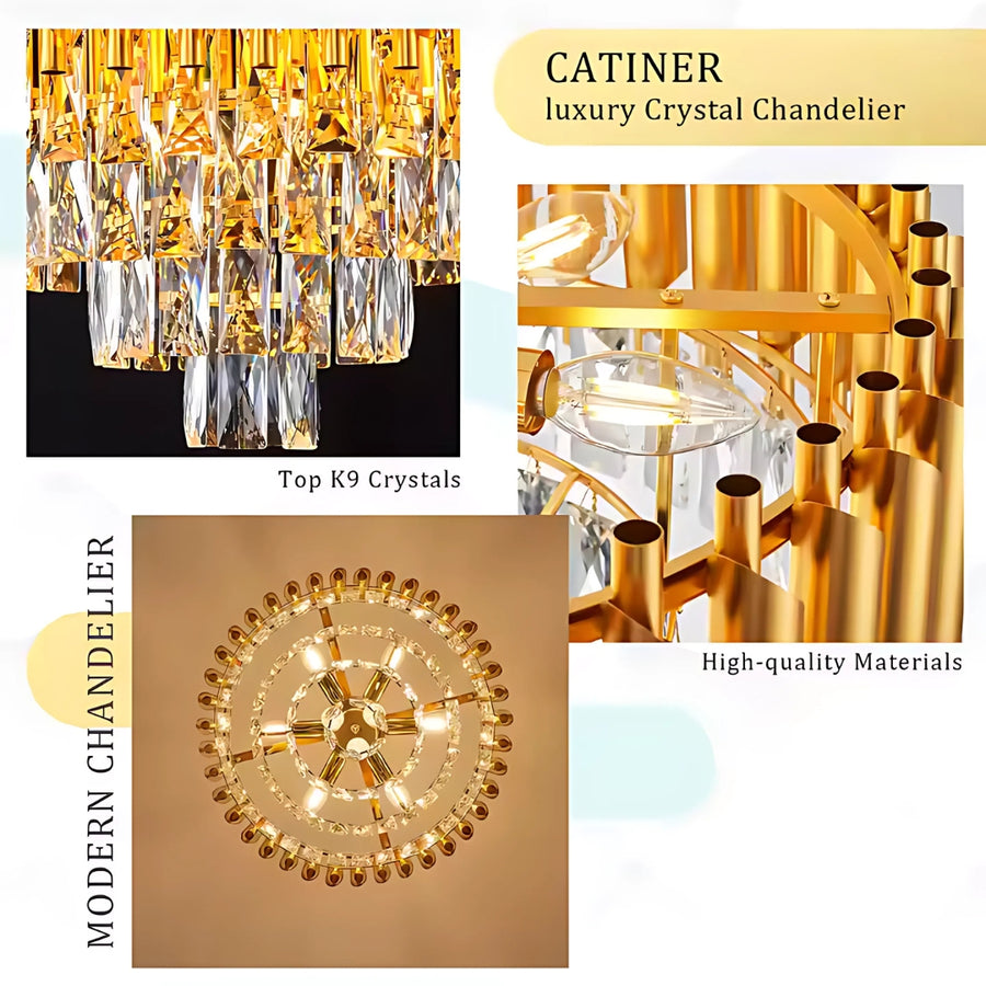 Lampadario di cristallo VERSAILLES Magno 8x E14, diametro 60 cm, oro, altezza regolabile Lampadario di cristallo Titolo predefinito Alessandro Design