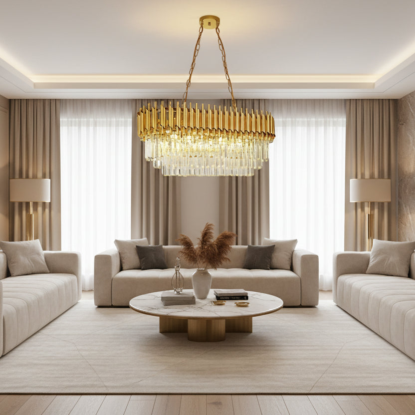 Lampadario di cristallo VERSAILLES Regalis 10xE14, diametro 80 cm, oro, altezza regolabile Lampadari di cristallo Titolo predefinito Alessandro Design