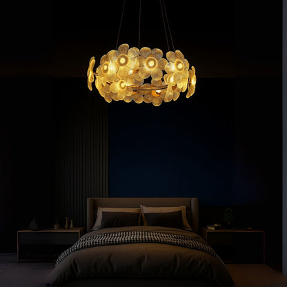Lampadario LED in Cristallo, Cadenza Allegro 40W, Diametro 48cm, Altezza Regolabile, Oro, Luce Calda/Fredda/Neutra 3000K/4000K/6000K, Metallo e Cristallo Lampadario in Cristallo Titolo predefinito Alessandro Design