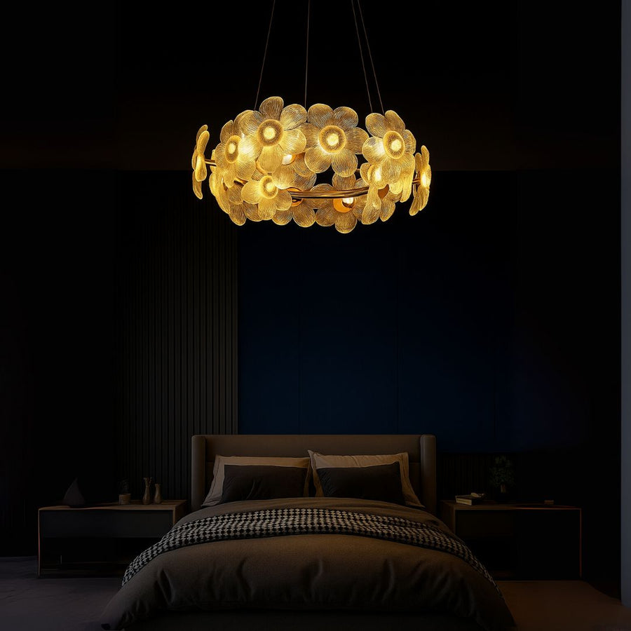 Lampadario LED in Cristallo, Cadenza Allegro 40W, Diametro 48cm, Altezza Regolabile, Oro, Luce Calda/Fredda/Neutra 3000K/4000K/6000K, Metallo e Cristallo Lampadario in Cristallo Titolo predefinito Alessandro Design