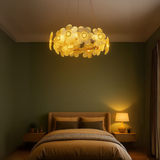 Lampadario LED in Cristallo, Cadenza Allegro 40W, Diametro 48cm, Altezza Regolabile, Oro, Luce Calda/Fredda/Neutra 3000K/4000K/6000K, Metallo e Cristallo Lampadario in Cristallo Titolo predefinito Alessandro Design