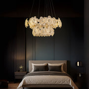 Candelabro in cristallo Cadenza Largo, Diametro 76 cm, 132 W, 3000K4000K6000K, Altezza regolabile, Candelabro in cristallo dorato Titolo predefinito Alessandro Design