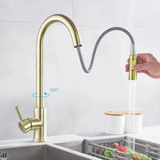 Rubinetto Cucina con Doccia Estraibile, Rubinetto con Touch per On/Off, Acciaio Inox SUS304, CF/TOUCH/3 Rubinetti Cucina Titolo predefinito Alessandro Design