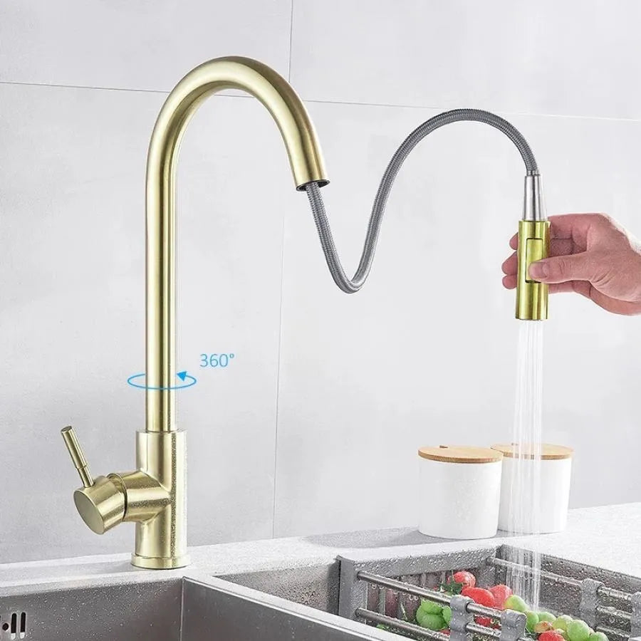 Rubinetto Cucina con Doccia Estraibile, Rubinetto con Touch per On/Off, Acciaio Inox SUS304, CF/TOUCH/3 Rubinetti Cucina Titolo predefinito Alessandro Design