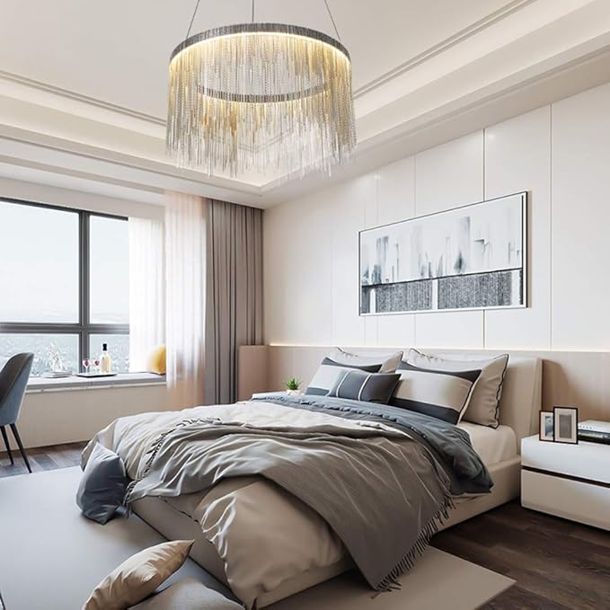 Lampadario LED a sospensione con telecomando ILLUMINA MAGNUS, 38W, Luce Fredda/Calda/Neutra, Dimmerabile, Candelabro Moderno Argento Titolo predefinito Alessandro Design