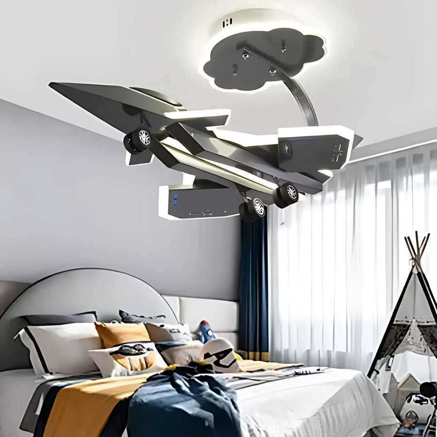 Lampadario LED per Bambini FIGHTER, Tipo Aereo, 100W, Luce Fredda/Calda/Neutra, Grigio Aeronautico Lampadari per Bambini Titolo predefinito Alessandro Design