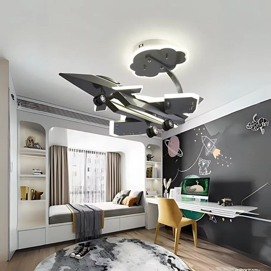 Lampadario LED per Bambini FIGHTER, Tipo Aereo, 100W, Luce Fredda/Calda/Neutra, Grigio Aeronautico Lampadari per Bambini Titolo predefinito Alessandro Design