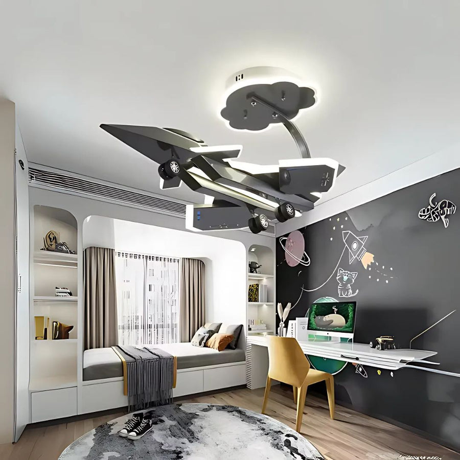 Lampadario LED per Bambini FIGHTER, Tipo Aereo, 100W, Luce Fredda/Calda/Neutra, Grigio Aeronautico Lampadari per Bambini Titolo predefinito Alessandro Design