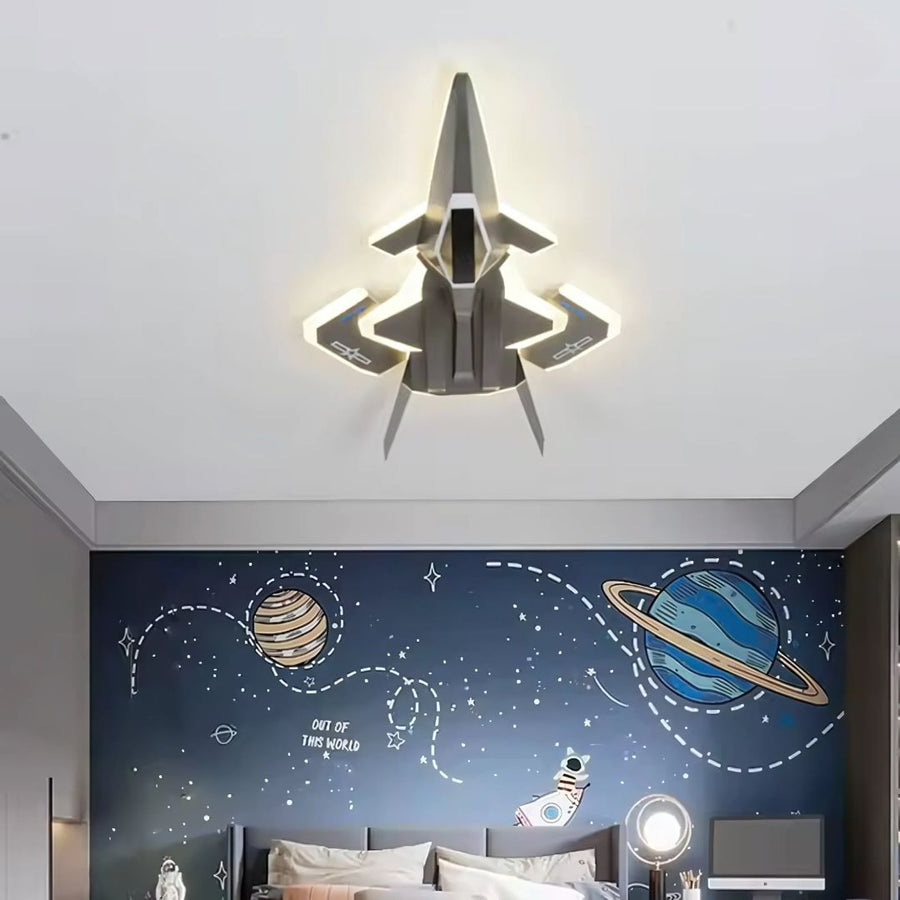 Lampadario LED per Bambini FIGHTER, Tipo Aereo, 101W, Luce Fredda/Calda/Neutra, Ali Mobili, Lampadari per Bambini Grigio Aeronautico Titolo predefinito Alessandro Design