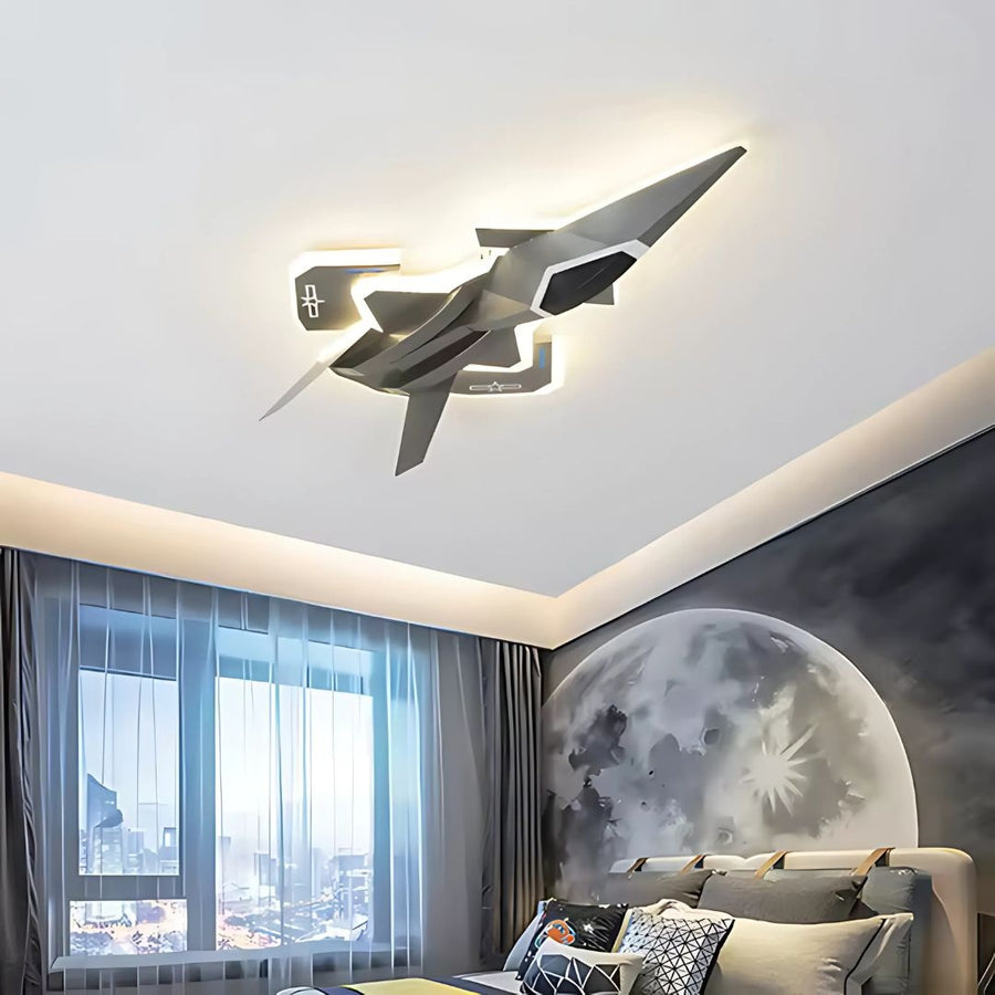 Lampadario LED per Bambini FIGHTER, Tipo Aereo, 101W, Luce Fredda/Calda/Neutra, Ali Mobili, Lampadari per Bambini Grigio Aeronautico Titolo predefinito Alessandro Design