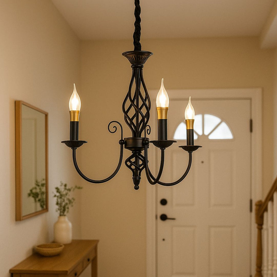 Lampadario VINTAGE, Tipo a sospensione, ANJOU, Circolare, 3xE14, Metallo, Nero Lampadari vintage Titolo predefinito Alessandro Design