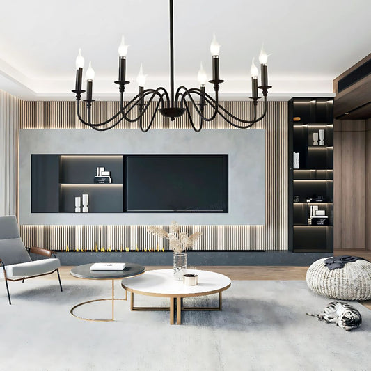 AVANT Lampadario metallico, 92 cm, tipo pendolo, rotondo, 8xE14, Nero Lampadari industriali Titolo predefinito Alessandro Design