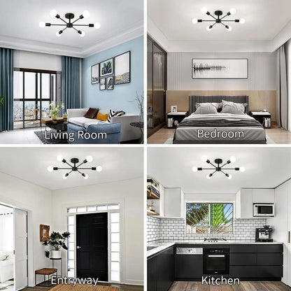 Lampadario Mikkos 6XE27, diametro 49cm, Lampadari Moderni Nero Titolo predefinito Alessandro Design