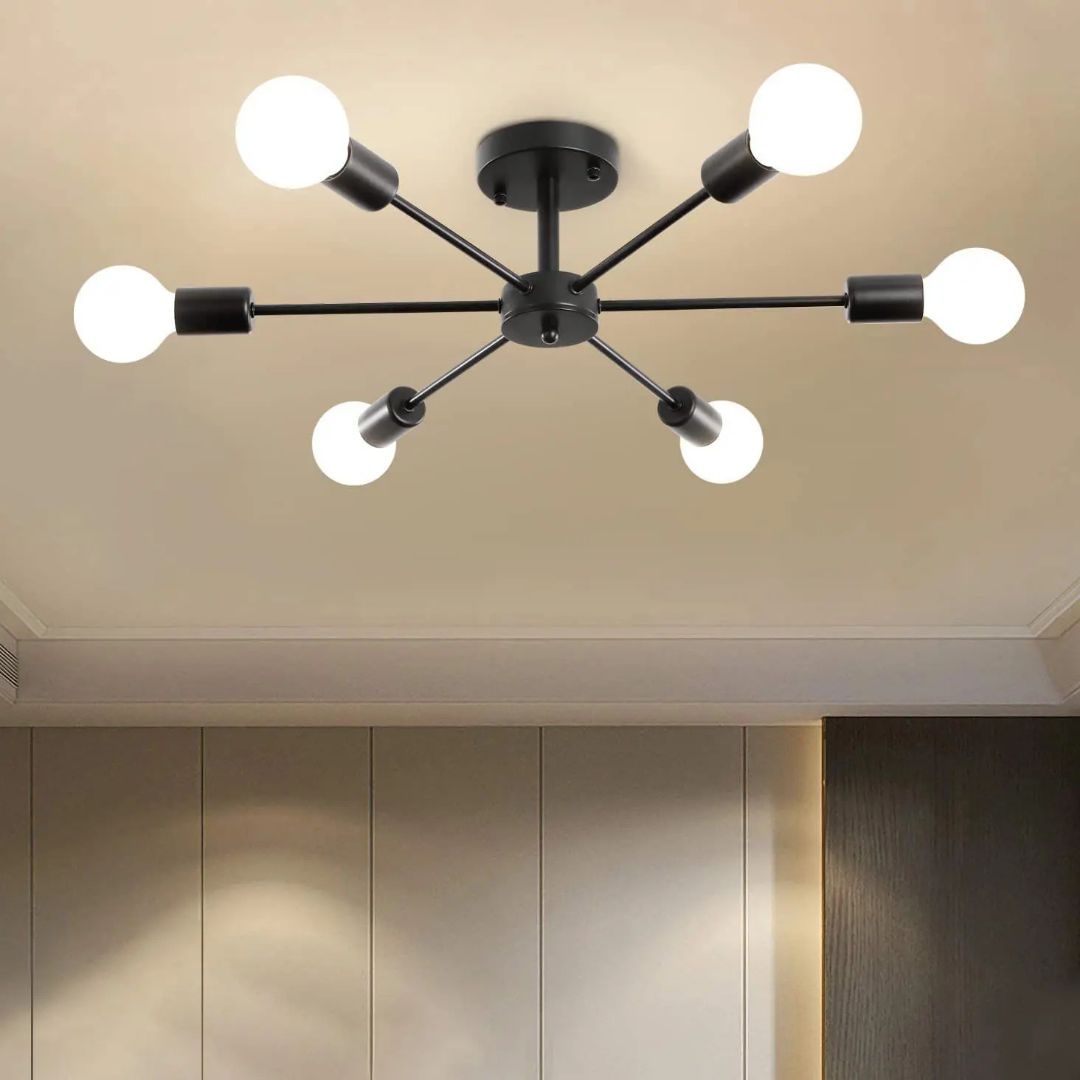 Lampadario Mikkos 6XE27, diametro 49cm, Lampadari Moderni Nero Titolo predefinito Alessandro Design