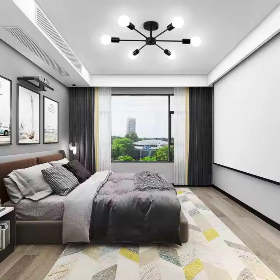 Lampadario Mikkos 6XE27, diametro 49cm, Lampadari Moderni Nero Titolo predefinito Alessandro Design