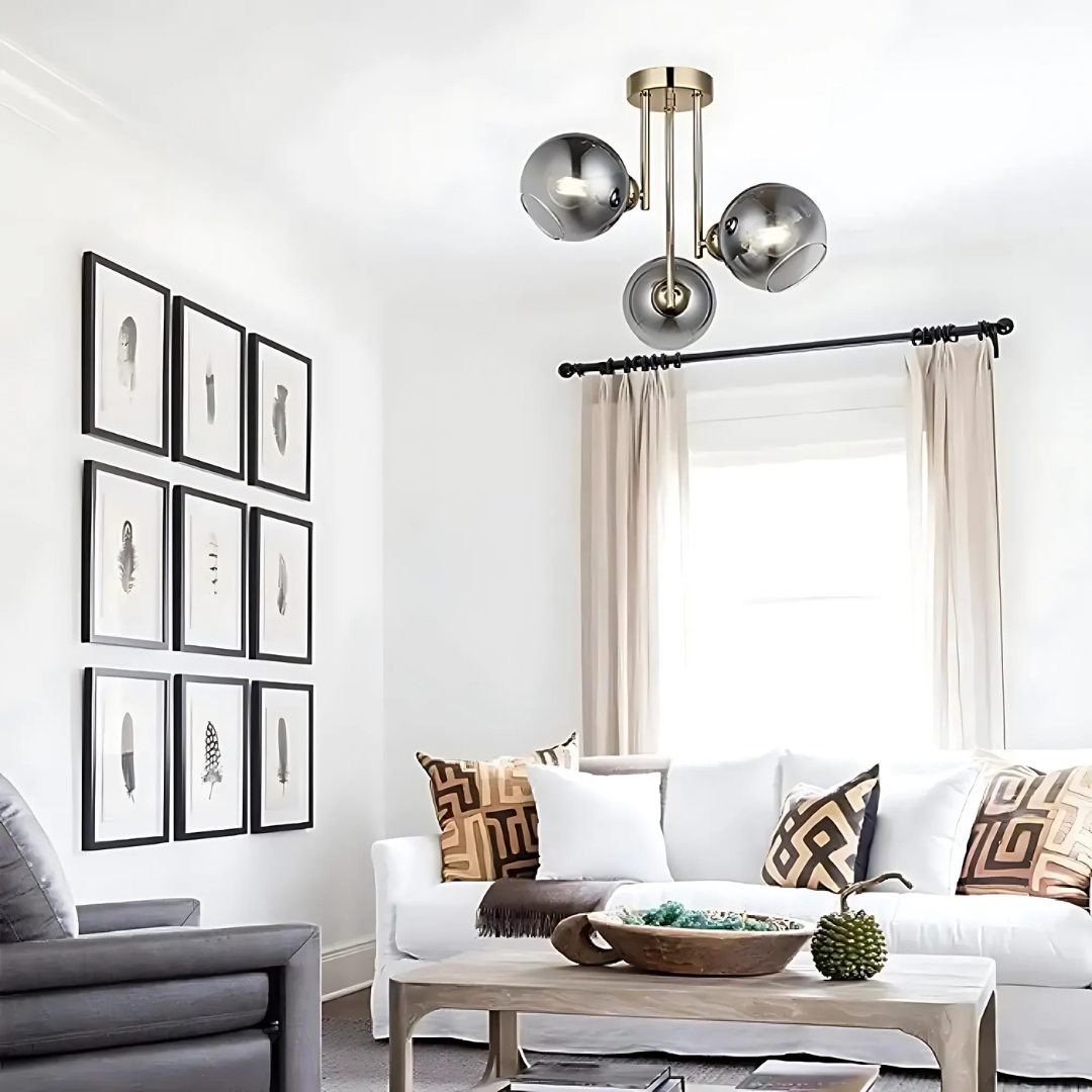Lampadario moderno con lampadina MODUS, 3x E27, Oro, Metallo Lampadari Moderni Titolo predefinito Alessandro Design