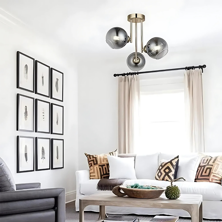 Lampadario moderno con lampadina MODUS, 3x E27, Oro, Metallo Lampadari Moderni Titolo predefinito Alessandro Design