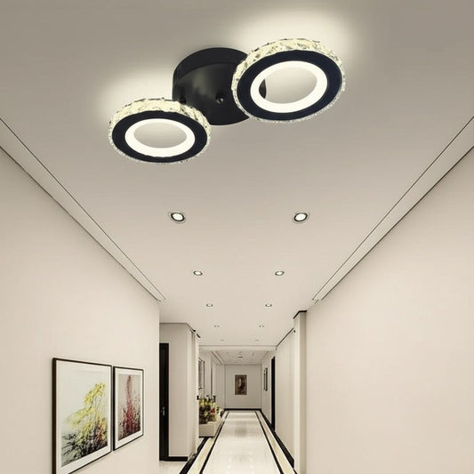 Lustra LED cu telecomanda si cristal NOVA ROTONDA 32W, 2 Cercuri, lumina Rece/Calda/Neutra, Dimabila, Negru Lustre LED Cristal Default Title Alessandro Design
