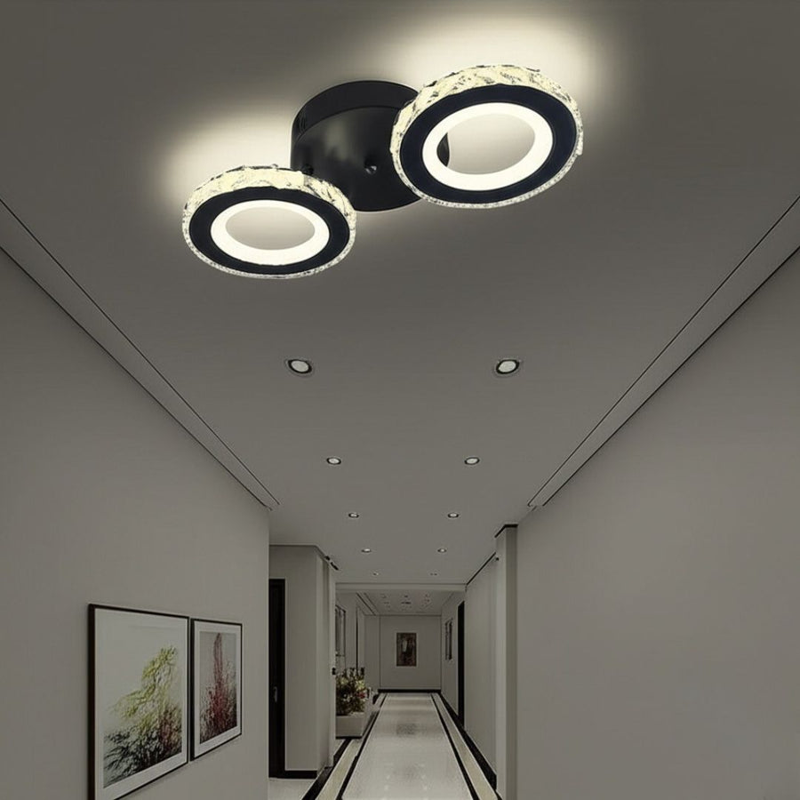 Lustra LED cu telecomanda si cristal NOVA ROTONDA 32W, 2 Cercuri, lumina Rece/Calda/Neutra, Dimabila, Negru Lustre LED Cristal Default Title Alessandro Design
