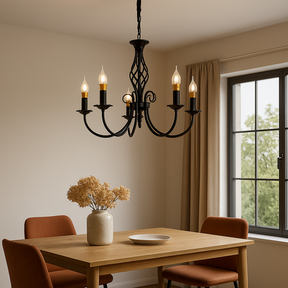 Lampadario Pearl, 5xE14, 49x37 cm, Nero, Altezza regolabile Lampadario in cristallo Titolo predefinito Alessandro Design