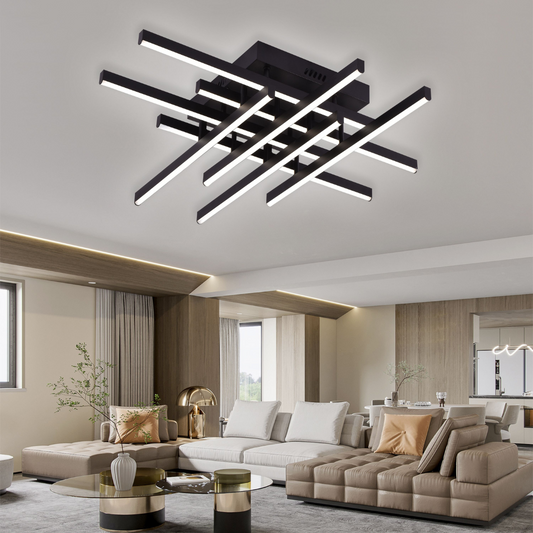 Lampadario LED con Telecomando LINEX, 108W, 8 elementi, Luce Fredda/Calda/Neutra, Dimmerabile, Nero Lampadari LED con Telecomando Titolo predefinito Alessandro Design