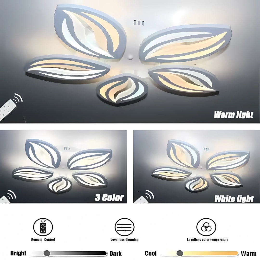 Lampadario a LED con telecomando ORCHID 66W, 5 Petali, Luce Fredda/Calda/Neutra, Dimmerabile, Lampadario a LED Bianco con telecomando Titolo predefinito Alessandro Design