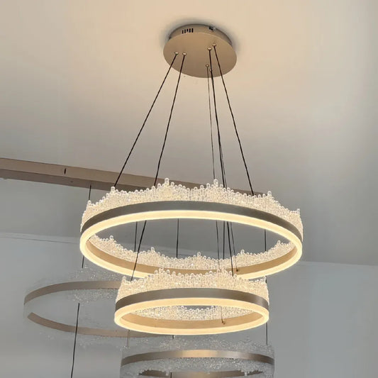 Lampadario LED a Sospensione con Telecomando NIVALIS 126W, Cerchi 40x60cm, Luce Fredda/Calda/Neutra, Dimmerabile, Regolabile in Altezza, Lampadari Moderni Oro Titolo predefinito Alessandro Design