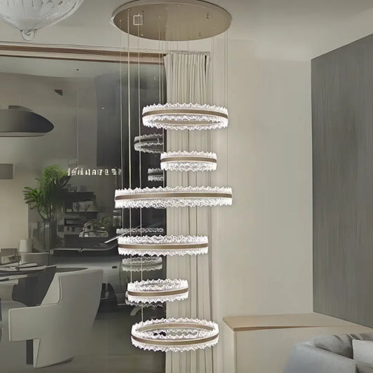 Lampadario LED a Sospensione con Telecomando NIVALIS Grand 480W, Luce Fredda/Calda/Neutra, Dimmerabile, Regolabile in Altezza, Lampadari Moderni Oro Titolo predefinito Alessandro Design