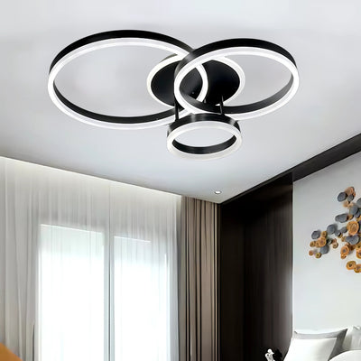 Lampadario LED con telecomando RIGA LILITH, 68W, 3 Cerchi, Luce Fredda/Calda/Neutra, Dimmerabile, Nero