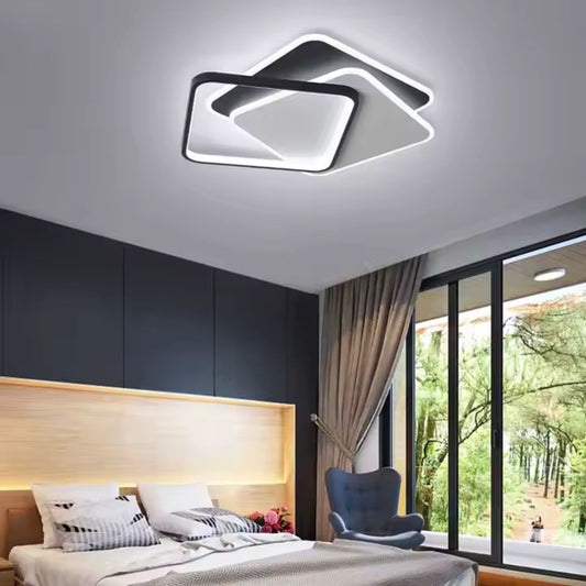 Lampadario a LED con telecomando OBLICO 120W, 3 Quadrati, Luce Fredda/Calda/Neutra, Dimmerabile, Lampadari a LED con telecomando Nero Titolo predefinito Alessandro Design