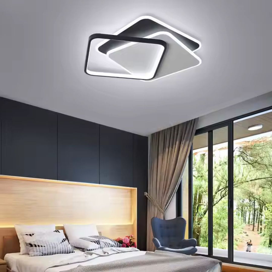 Lampadario a LED con telecomando OBLICO 120W, 3 Quadrati, Luce Fredda/Calda/Neutra, Dimmerabile, Lampadari a LED con telecomando Nero Titolo predefinito Alessandro Design