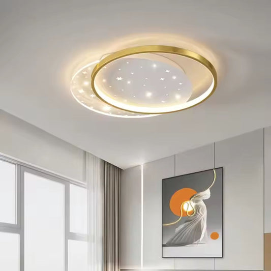Lampadario LED con telecomando LUNARO 38W, 2 Cerchi, Luce Fredda/Calda/Neutra, Dimmerabile, Lampadari LED Bianco Oro con Telecomando Titolo predefinito Alessandro Design