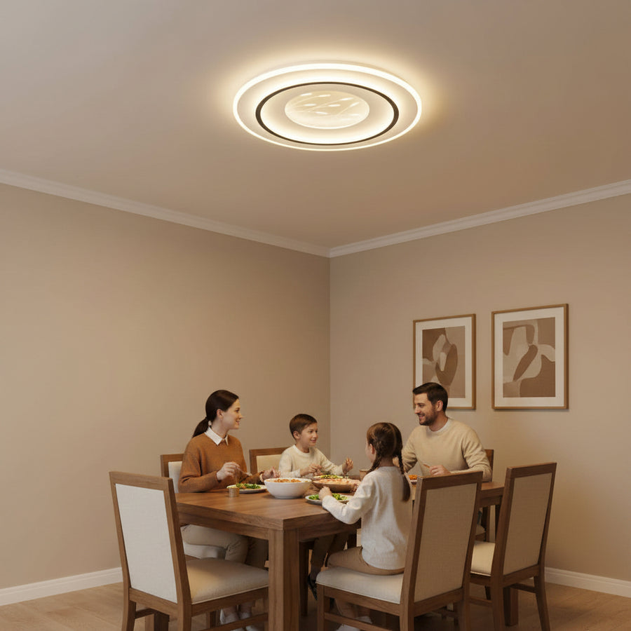 Lampadario LED con telecomando LINEA 125W, Ø50cm, Rotondo, Luce Fredda/Calda/Neutra, Dimmerabile, Nero