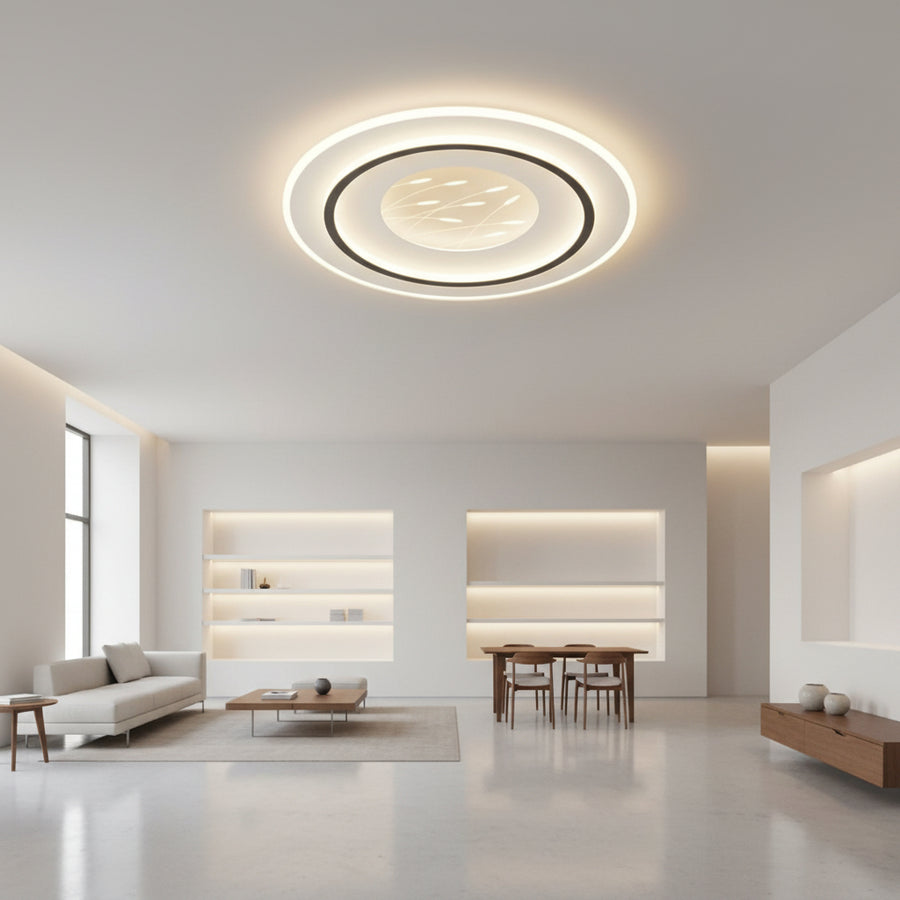 Lampadario LED con telecomando LINEA 125W, Ø50cm, Rotondo, Luce Fredda/Calda/Neutra, Dimmerabile, Nero