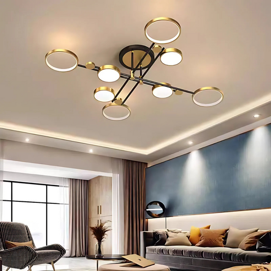 Lampadario LED con Telecomando MARIA, 8 Elementi, 44W, Luce Calda/Fredda/Neutra, Dimmerabile, Lampadari LED Oro con Telecomando Titolo predefinito Alessandro Design