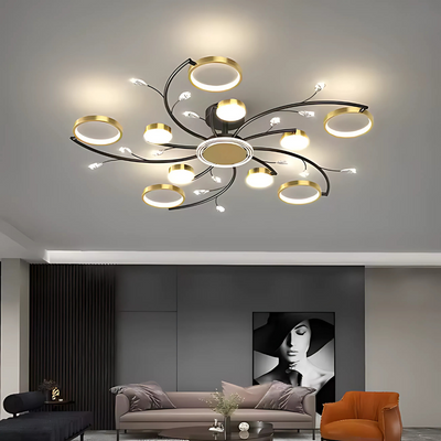 KARINA Lampadario LED con Telecomando, 68W, 10 Elementi, Luce Calda/Fredda/Neutra, Dimmerabile, Oro